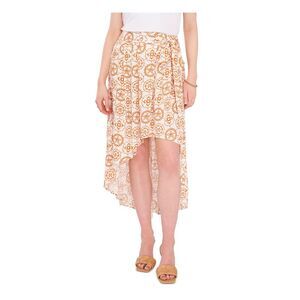 VINCE CAMUTO Womens Ivory Printed Above The Knee Hi-Lo Skirt L
